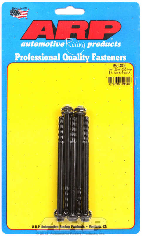 "1/4""-20 X 4.000 hex black oxide bolts" (5pcs)