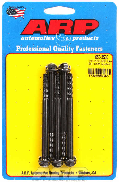 "1/4""-20 X 3.500 hex black oxide bolts" (5pcs)