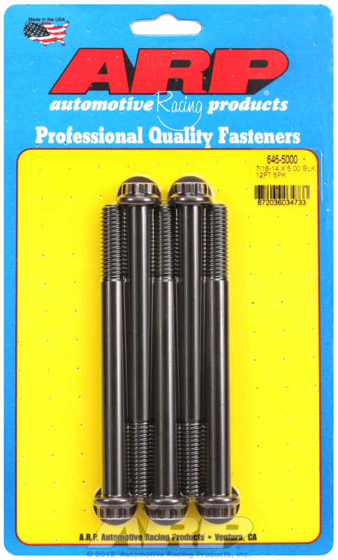 "7/16""-14 X 5.000 12pt 1/2 wrenching black oxide bolts"5pcs