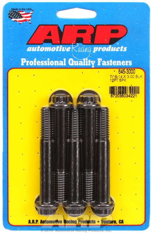 "7/16""-14 X 3.000 12pt 1/2 wrenching black oxide bolts"5pcs