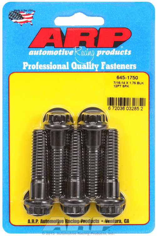 "7/16""-14 X 1.750 12pt 1/2 wrenching black oxide bolts"5pcs