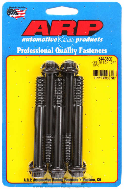 "3/8""-16 x 3.500 12pt 7/16 wrenching black oxide bolts"5pcs