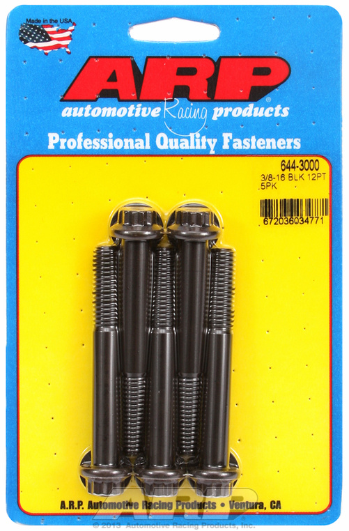 "3/8""-16 x 3.000 12pt 7/16 wrenching black oxide bolts"5pcs
