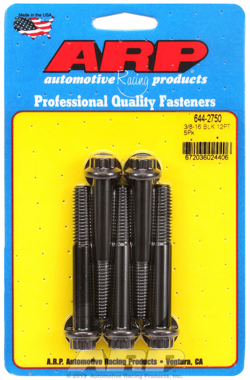 "3/8""-16 x 2.750 12pt 7/16 wrenching black oxide bolts"5pcs