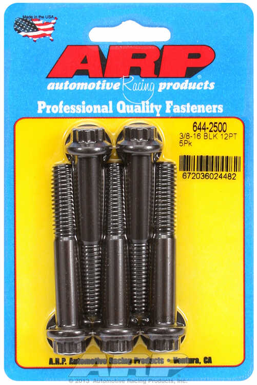 "3/8""-16 x 2.500 12pt 7/16 wrenching black oxide bolts"5pcs