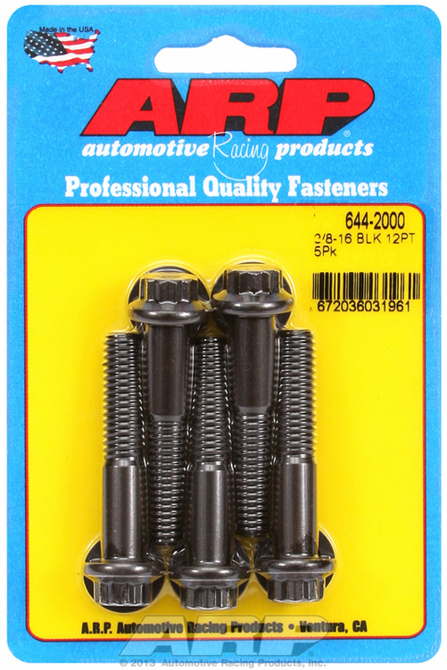 "3/8""-16 x 2.000 12pt 7/16 wrenching black oxide bolts"5pcs