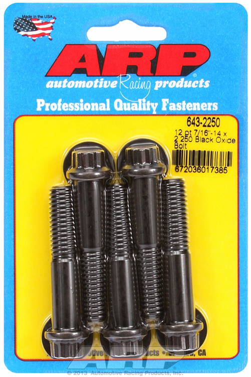 "7/16""-14 x 2.250 12pt black oxide bolts" (5pcs)