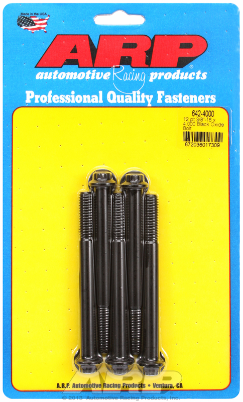 "3/8""-16 x 4.000 12pt black oxide bolts" (5pcs)