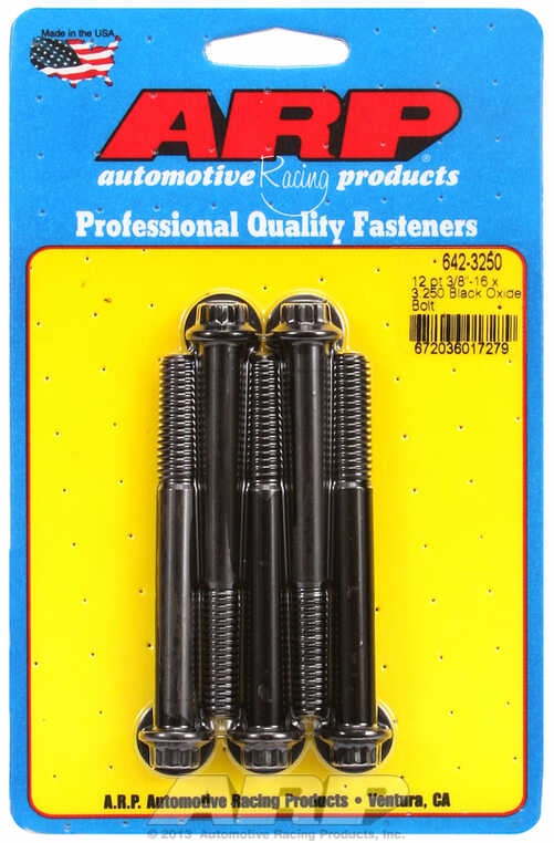 "3/8""-16 x 3.250 12pt black oxide bolts" (5pcs)