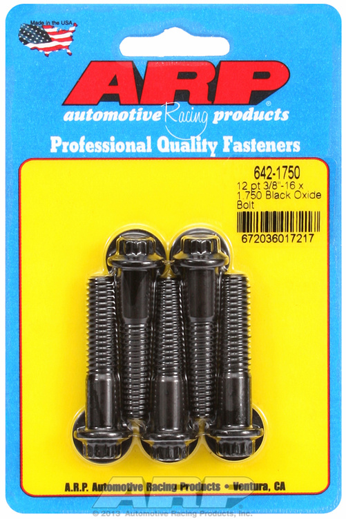 "3/8""-16 x 1.750 12pt black oxide bolts" (5pcs)
