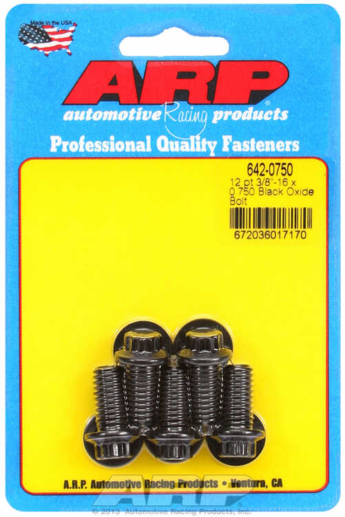 "3/8""-16 x 0.750 12pt black oxide bolts" (5pcs)