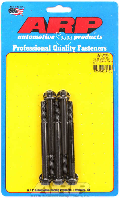 "5/16""-18 x 3.750 12pt black oxide bolts" (5pcs)