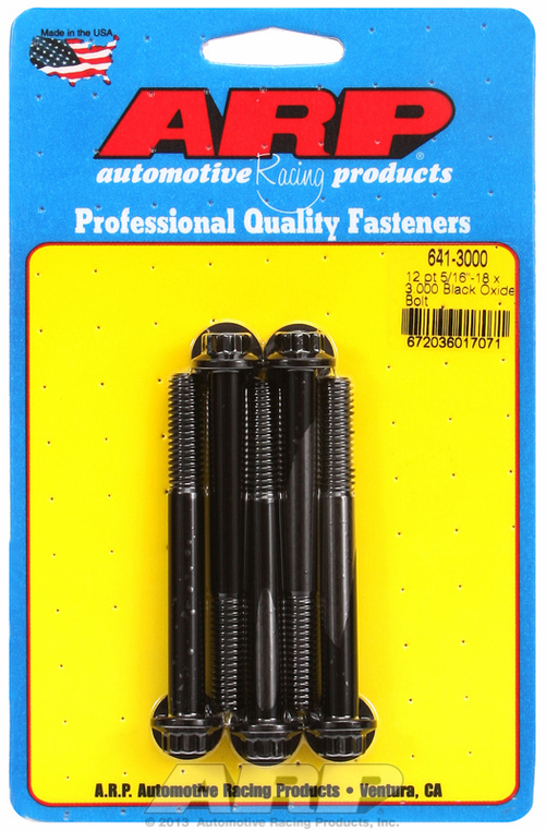 "5/16""-18 x 3.000 12pt black oxide bolts" (5pcs)
