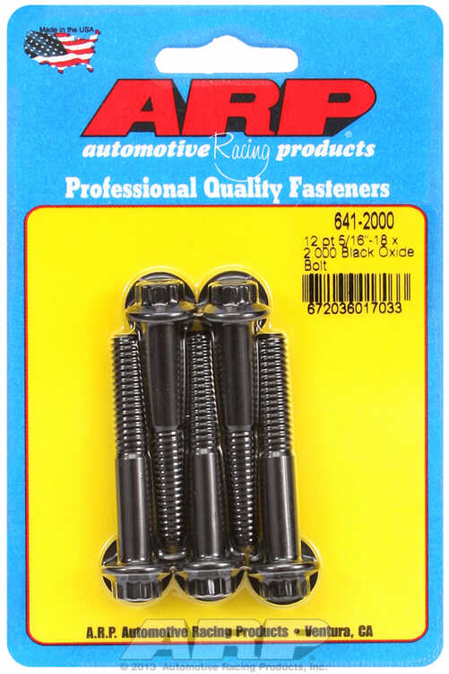 "5/16""-18 x 2.000 12pt black oxide bolts" (5pcs)