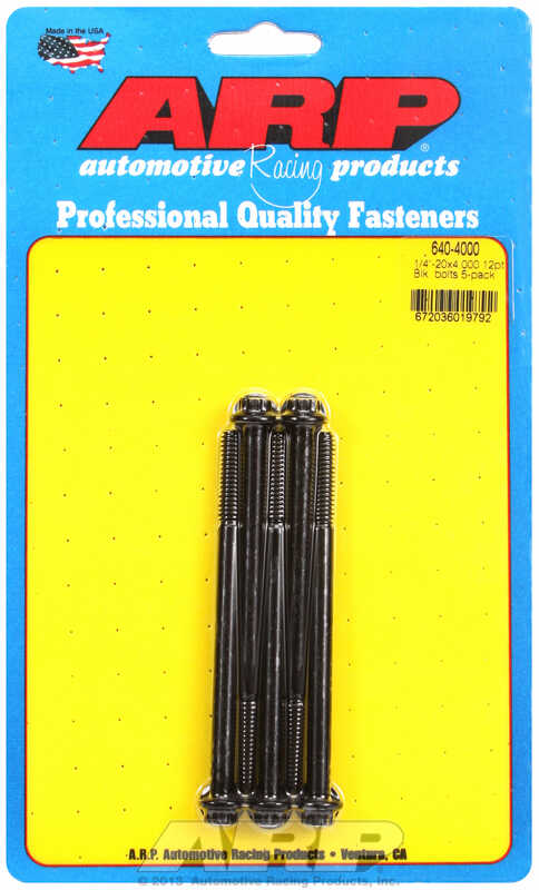 "1/4""-20 x 4.000 12pt black oxide bolts" (5pcs)
