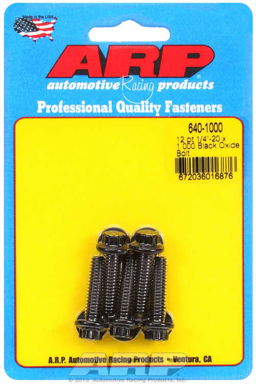 "1/4""-20 x 1.000 12pt black oxide bolts" (5pcs)