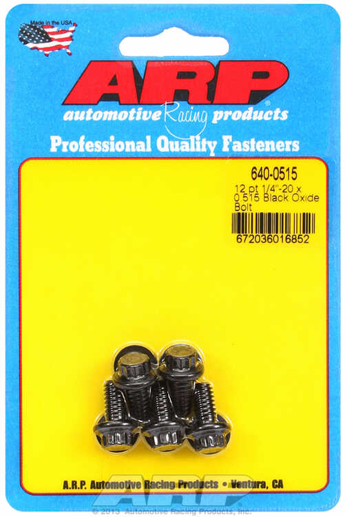 "1/4""-20 x 0.515 12pt black oxide bolts" (5pcs)