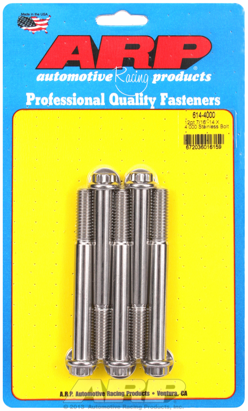 "7/16""-14 X 4.000 12pt 1/2 wrenching SS bolts" (5pcs)
