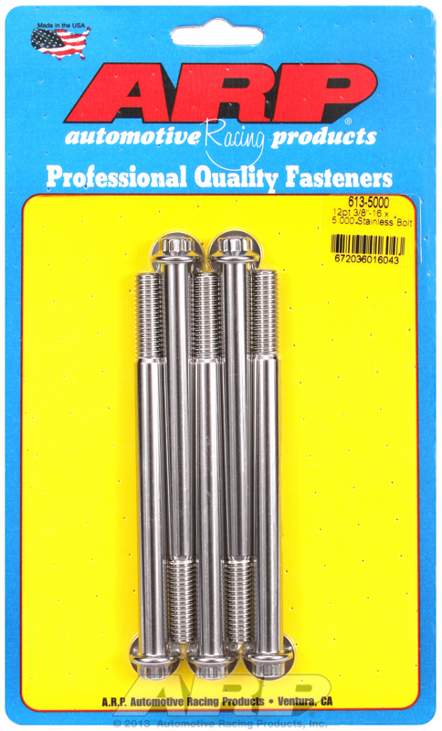 "3/8""-16 x 5.000 12pt SS bolts" (5pcs)