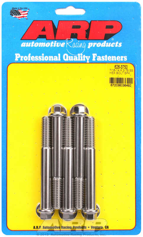 "7/16""-14 X 3.750 hex SS bolts" (5pcs)