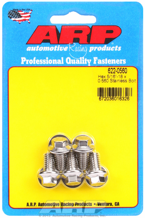 "5/16""-18 x 0.560 hex SS bolts"