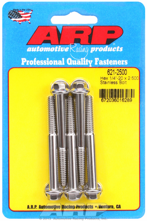 "1/4""-20 x 2.500 hex SS bolts" (5pcs)