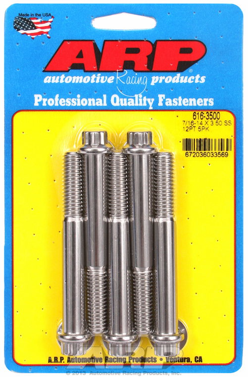 "7/16""-14 X 3.500 12pt SS bolts" (5pcs)