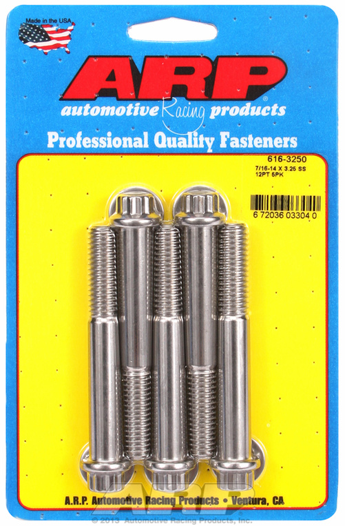 "7/16""-14 X 3.250 12pt SS bolts" (5pcs)