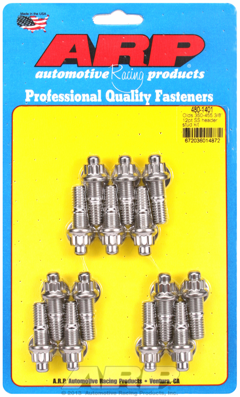 Oldsmobile 350-455 3/8"" 12pt SS header stud kit"