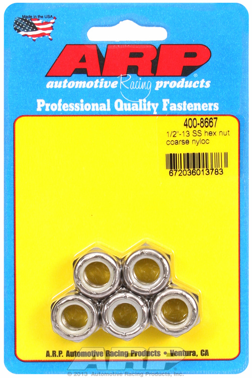 "1/2""-13 SS coarse nyloc hex nut kit" (5pcs)