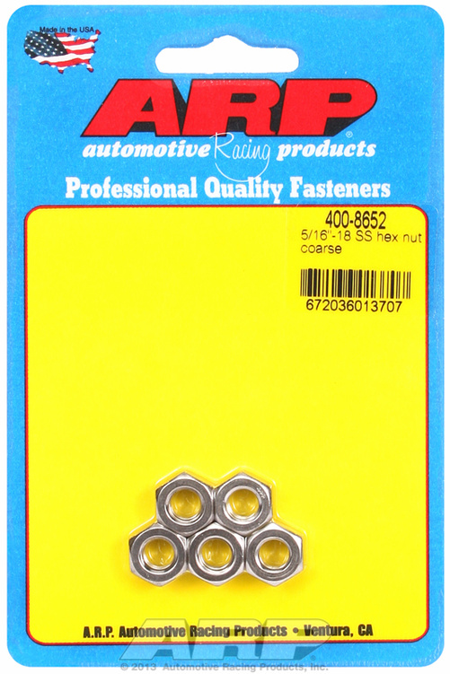 "5/16""-18 SS coarse hex nut kit" (5pcs)