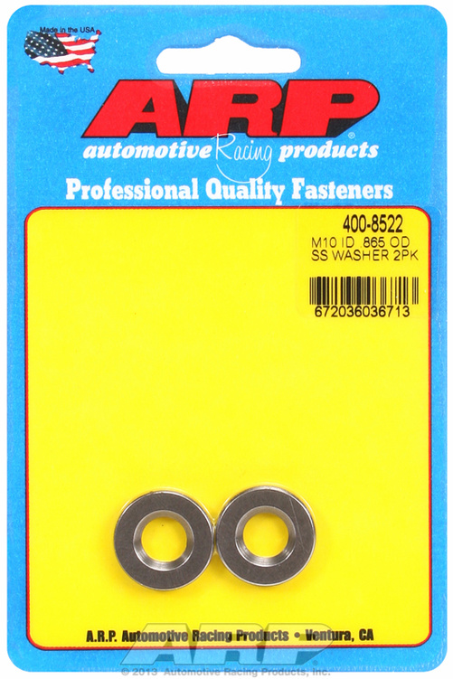 "M10ID .865"OD .160"TH SS washers (2pcs)