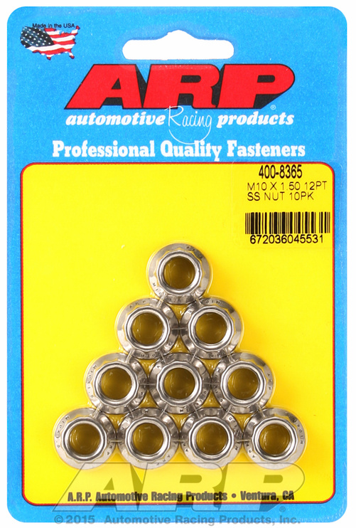 ARP M10 X 1.50 (M12 wr) SS 12pt nut kit