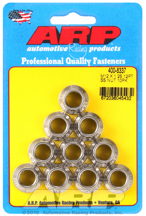 ARP M12 X 1.25 (M14 wr) SS 12pt nut kit