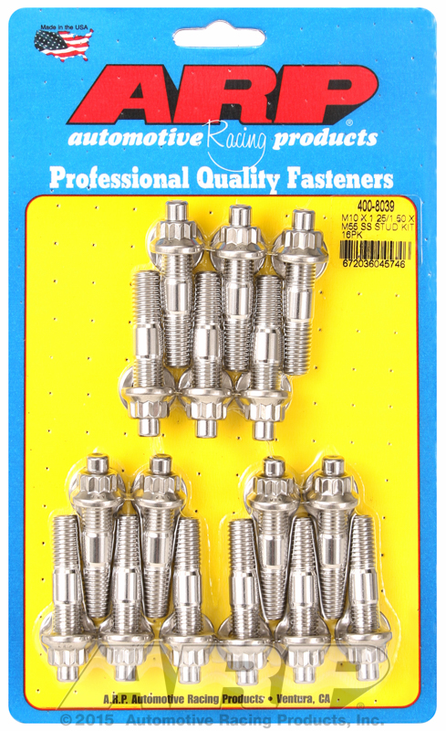 ARP M10 X 1.25/1.50 X 55mm broached stud kit 16pcs