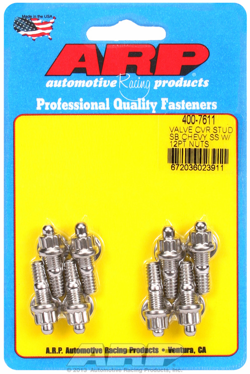 SB Chevy stamped steel covers SS 12 pt valve cover stud kit