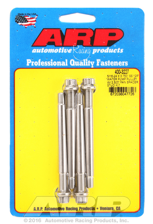 ARP 5/16-24x3.750 SS 12pt WP pulley w/ 2.500" fan spcr stud