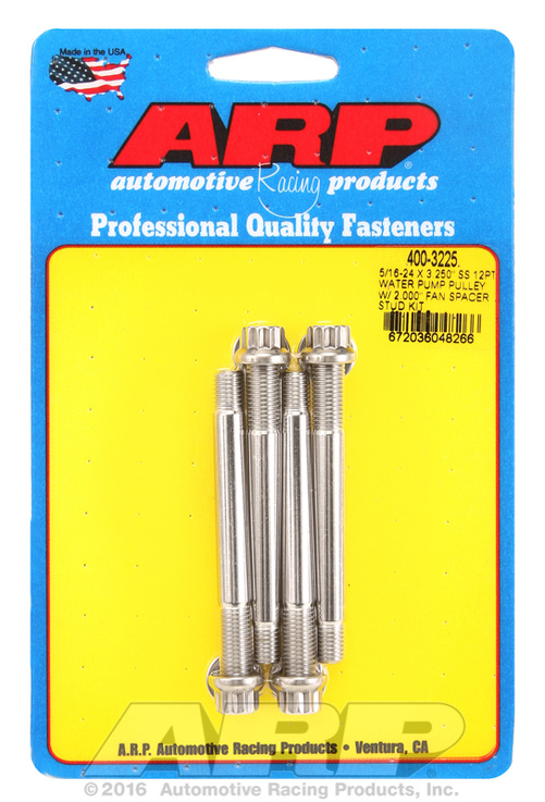 ARP 5/16-24x3.250 SS 12pt WP pulley w/ 2.000" fan spcr stud