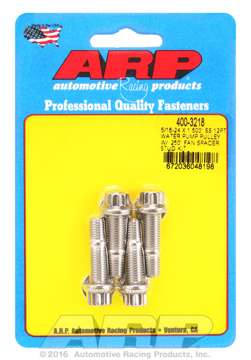 ARP 5/16-24x1.500 SS 12pt WP pulley w/ .250" fan spcr stud
