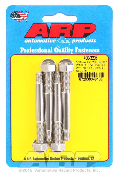 ARP 5/16-24x2.750 SS hex WP pulley w/ 1.500" fan spcr stud