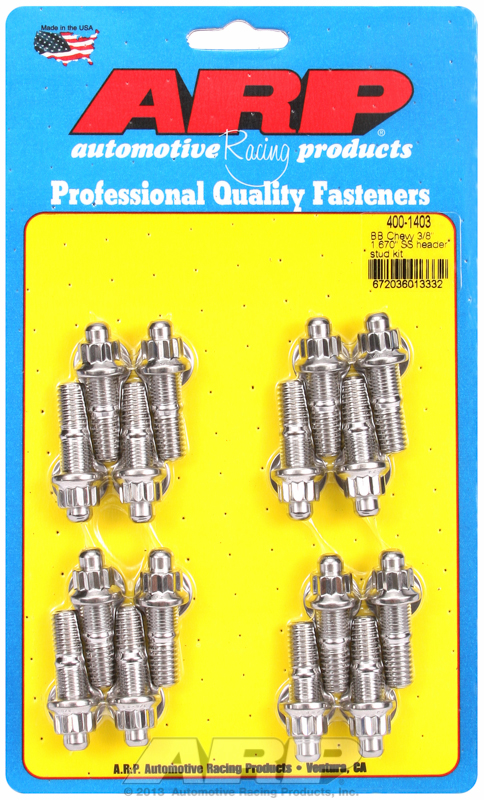 "BB Chevy 3/8"" x 1.670 SS header stud kit"