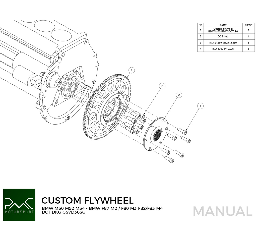 PMC adapter kit BMW M50 S50 M52 S52 M54 S54 - BMW DCT GS7D36SG (V)