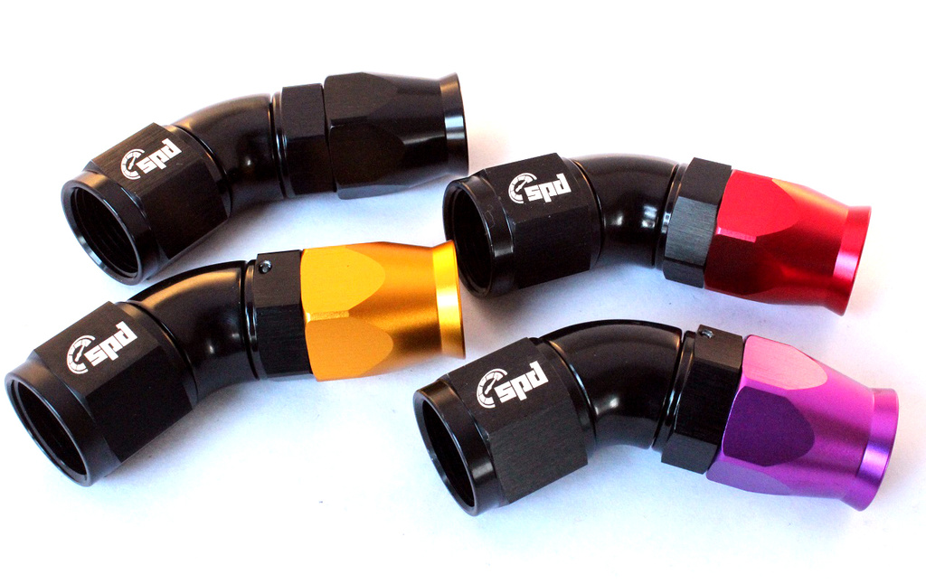 AN10 Schlauchende 45° Full Flow PTFE
