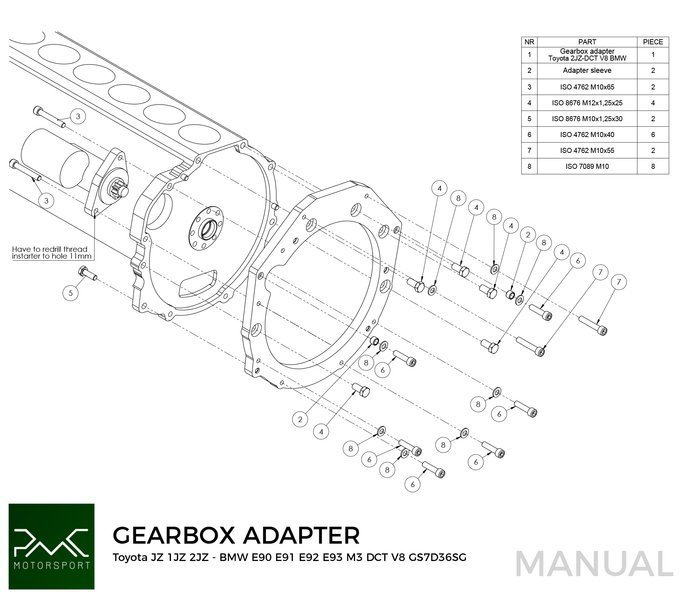 Getriebeadapter Kit Toyota JZ 1JZ 2JZ - BMW DCT DKG Getrag GS7D36SG V8