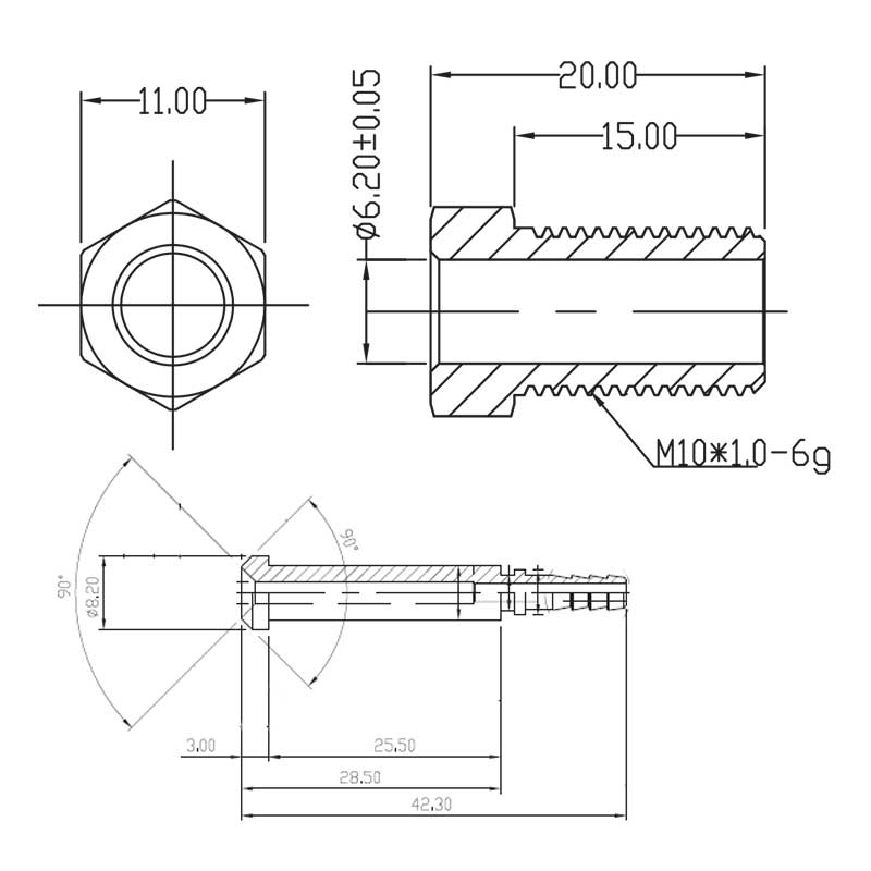Pressnippel Bremsanschluss männlich m10x1 Edelstahl (Drehgelenk)