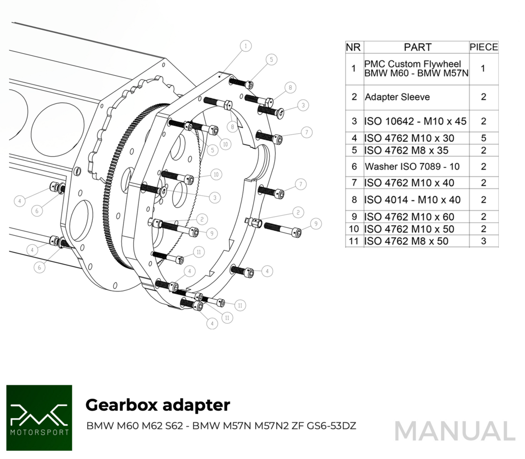 PMC RACE STAGE 1 BMW M60 - BMW M57N HGU HGK - 240mm / 9.45"