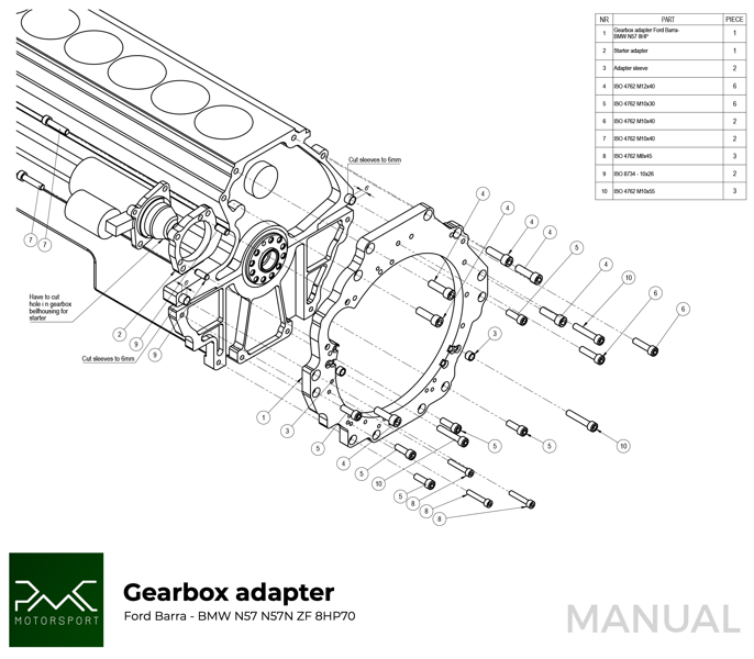 PMC Getriebeadapter Ford Barra - BMW N57N N57 ZF 8HP70
