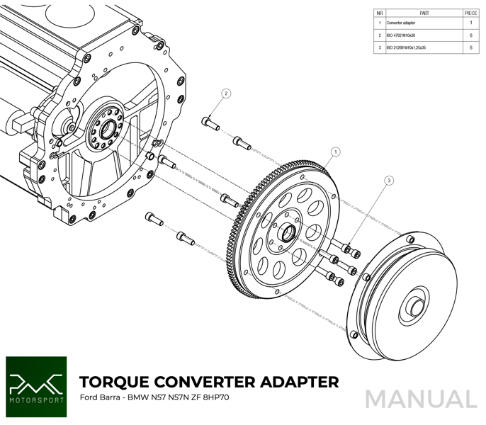 PMC Getriebeadapter Ford Barra - BMW N57N N57 ZF 8HP70