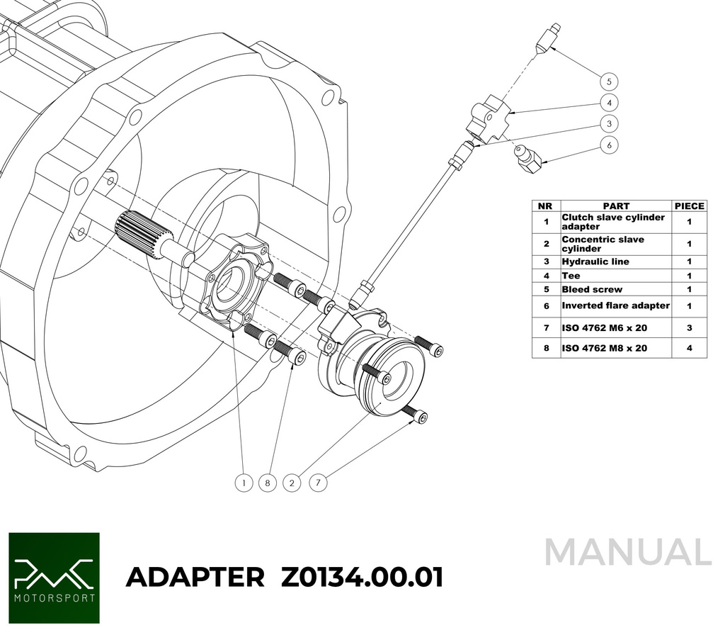 PMC Getriebeadapter Honda S2000 - Mazda RX-8 5-speed - 240mm / 9.45"