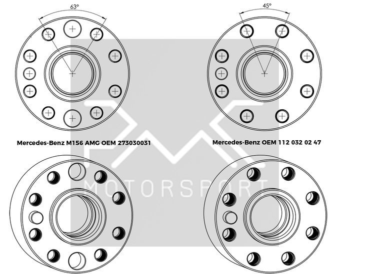 PMC Getriebeadapter Mercedes-Benz M112 M113 - BMW M50 S50 M52 S52 M54 - 240mm / 9.45"